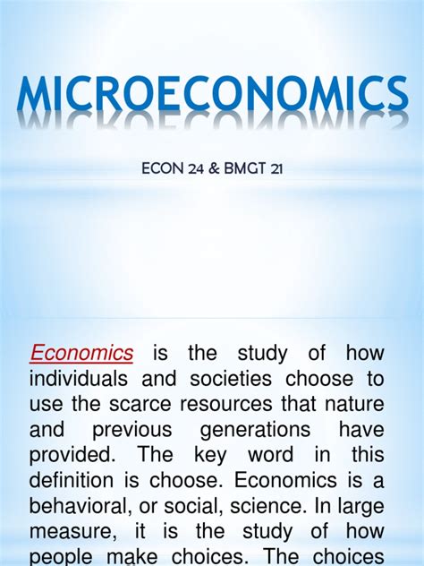 Microeconomics Ppt Chapter 1 Microeconomics Economic System