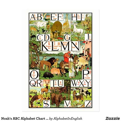 Noah's ABC Alphabet Chart in English for teachers Postcard | Zazzle ...