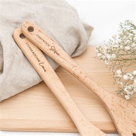 Kochlöffel personalisiert Küchenhelfer aus Holz Geschenk Mama