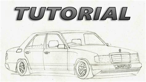 How To Draw A Car Mercedes Benz W124 Part 1 Sketching Youtube