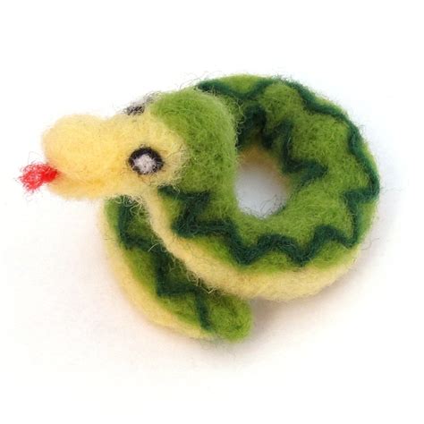 Needle Felted Snake Wool Felt Snake Green Yellow By Drudruchu