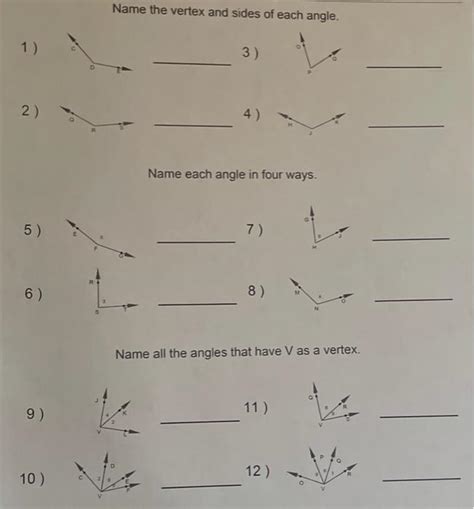 Solved Name the vertex and sides of each angle. 1) 3) 2) 4) | Chegg.com