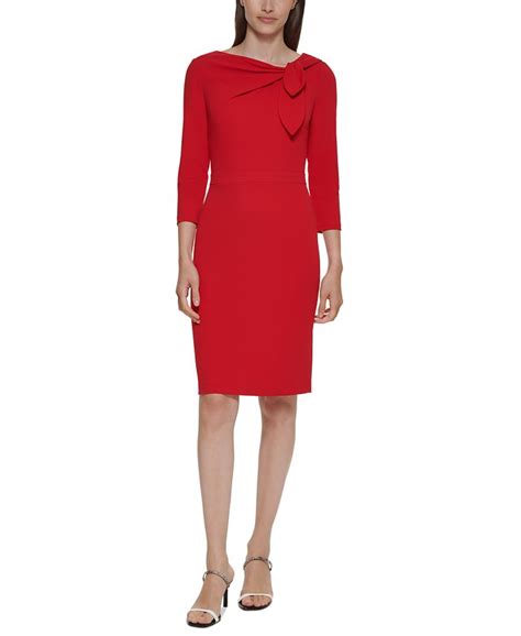 Calvin Klein Petite Bow Neck 34 Sleeve Sheath Dress Macys