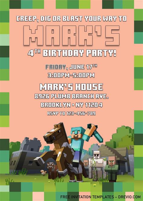 Get Minecraft Birthday Invitation Templates Editable With Ms Word This Is Our First Returning