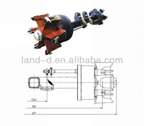 European Six Spider Type Square Tube 12t Trailer Axle High Quality