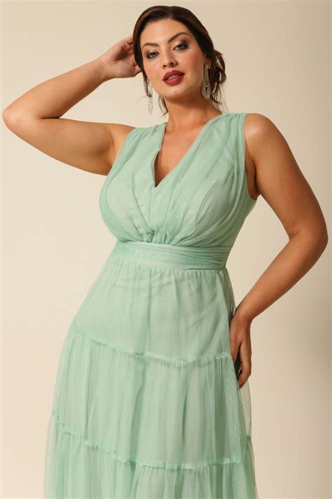 Vestido De Festa Vestido De Festa Verde Menta Longo Plus Size Evelyn