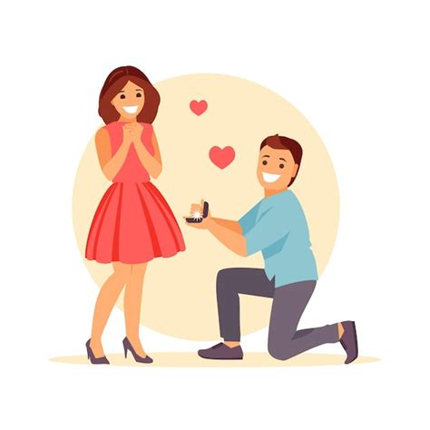 Premium Vector Young Man On His Knees Making A Marriage Proposal To