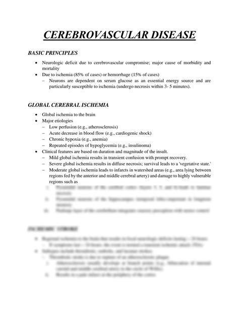 SOLUTION Cerebrovascular Disease Pathology Notes Studypool