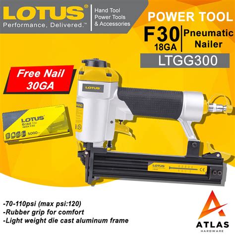 Lotus Pneumatic Brad Nailer Nail Gun F30 Ltgg300 With F30 Nailbox