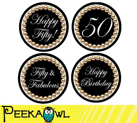 Instant Download 50th Birthday Cupcake Toppers 50th And Etsy