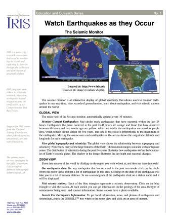 Seismic Monitor- Incorporated Research Institutions for Seismology