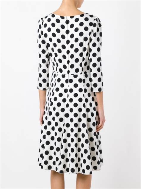 Dolce Gabbana Polka Dot Print Silk Blend Charmeuse Dress In White