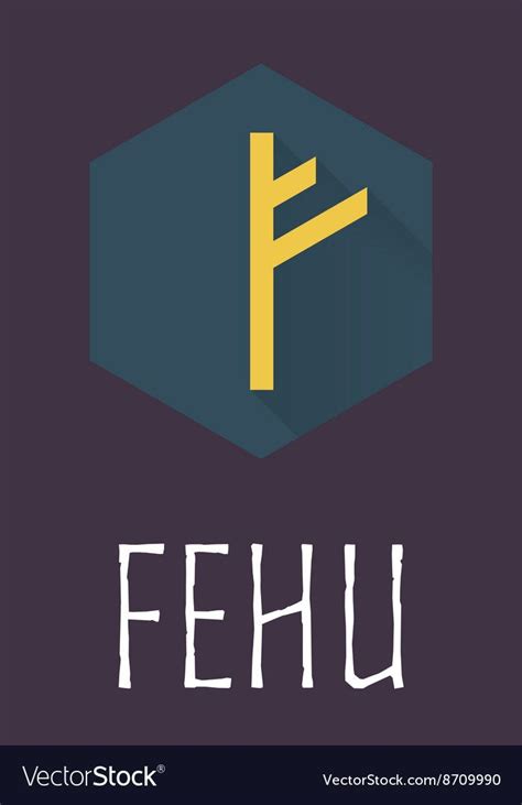 Fehu Rune Of Elder Futhark In Trend Flat Style Vector Image On