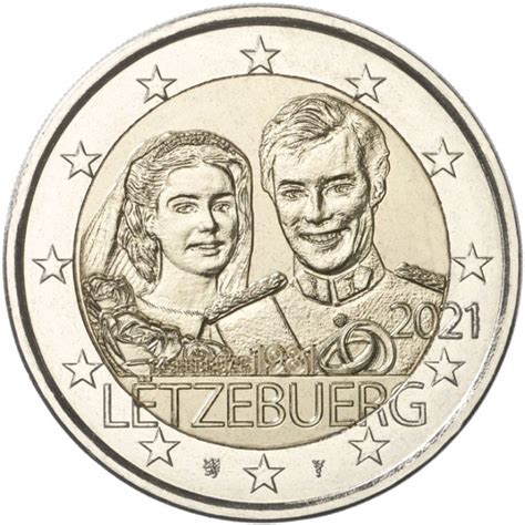 Luxemburg 2 Euro 2021 Willem UNC Muntteken Leeuw Mercuriusstaaf