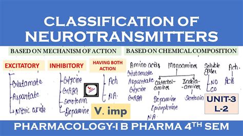 Classification Of Neurotransmitters Excitatory Inhibitory