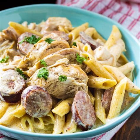 Slow Cooker Cajun Chicken Alfredo With Sausage Spicy Southern Kitchen