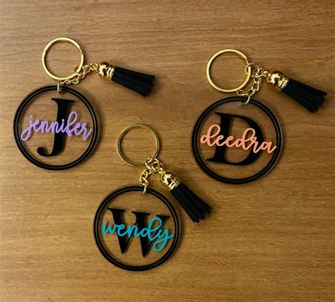 Monogram Custom Acrylic Keychain With Tassel Etsy