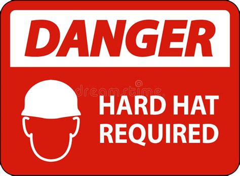 Danger Hard Hat Required Sign On White Background Stock Vector