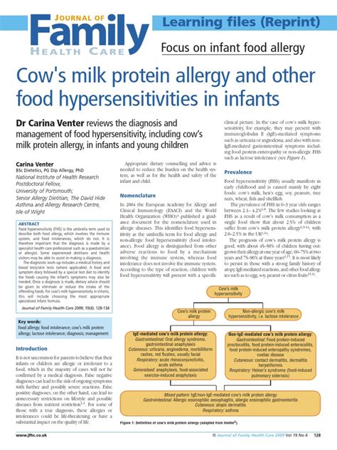 Cows Milk Protein Allergy and Other Food Hypersensitivities in Infants ...