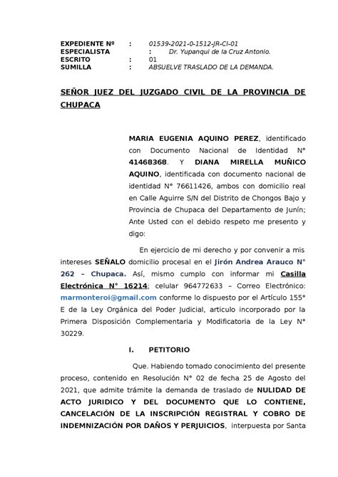 Arriba 44 Imagen Modelo Demanda Nulidad De Acto Juridico Abzlocal Mx