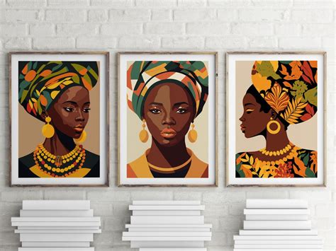 African Ethno Motive Wall Art Set Of 3 Prints Minimalist Ethno Art