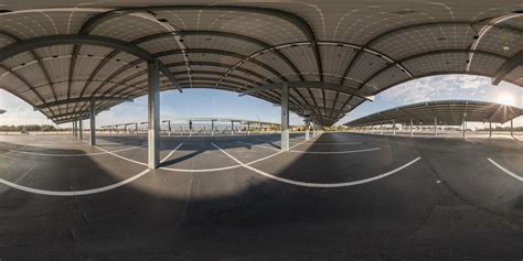 Tennis Stadium Parking Lot Covered By Solar Panels Hdri Maps And