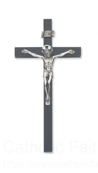 Black Wood Crucifix With Silver Corpus 8 H