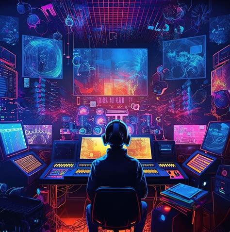 Premium AI Image A Person Sitting In Front Of A Computer With A Game