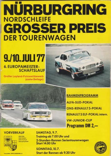 Gp Der Tourenwagen N Rburgring Programmheft Werks Jaguar Alpina