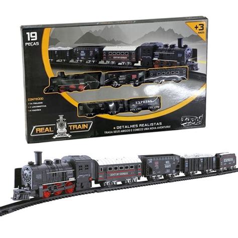 Trem Trenzinho Locomotiva De Brinquedo Pista 4 Vagões Zoop Toys