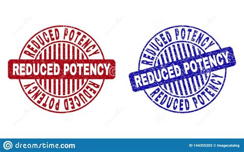 Grunge REDUCED POTENCY Scratched Round Stamp Seals Stock Vector