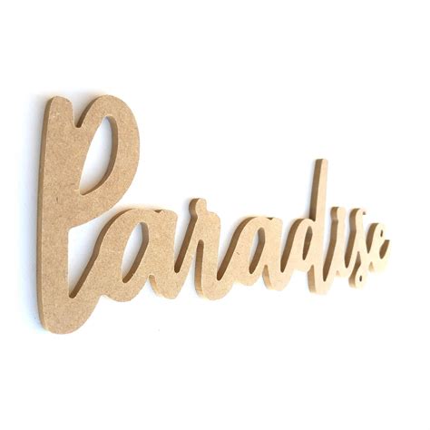 Palavra Decorativa Paradise Lettering Para Parede Cm Em Mdf Cru Mm