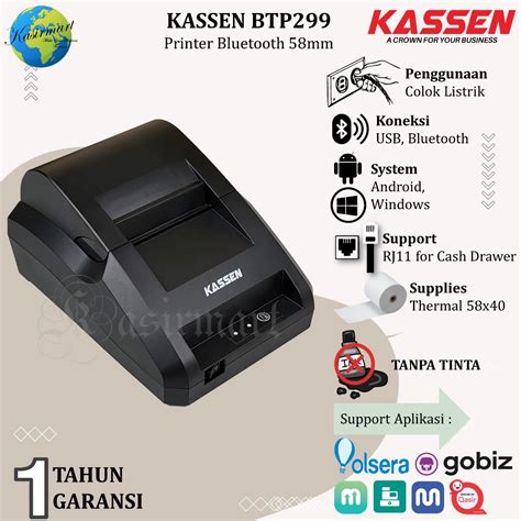 Jual Kassen BTP299 Printer Bluetooth Thermal 58mm BT P299 BTP 299