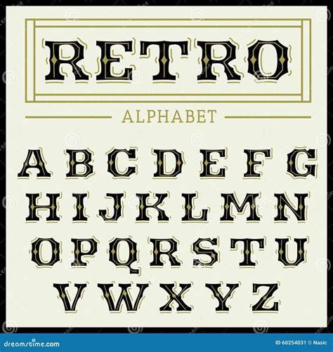 Vintage Font Set Stock Vector Image 60254031