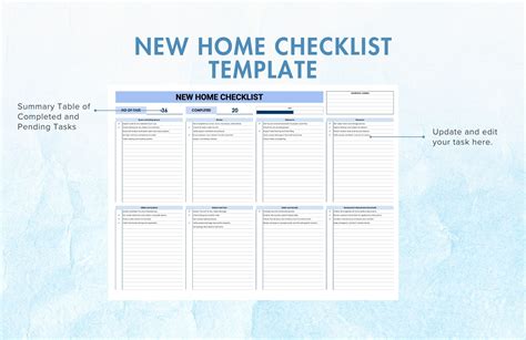 New Home Checklist Template in Excel, Google Sheets - Download ...