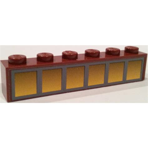 LEGO Reddish Brown Brick 1 X 6 With 6 Yellow Windows Sticker 3009