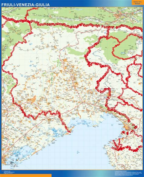 Region of Friuli Venezia Giulia in Italy | Largest wall maps of the world.