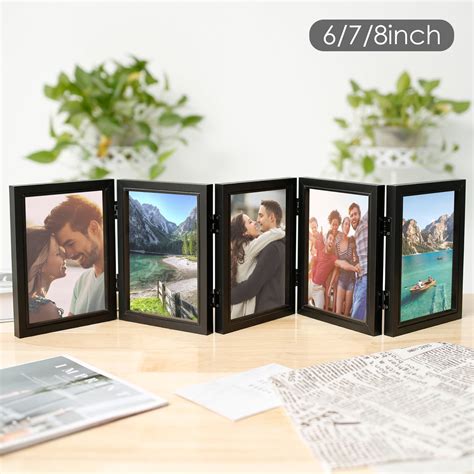 Evjurcn Hinged Picture Frame with Glass 5 Photos Folding Photo Frame