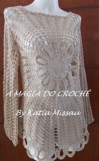 A MAGIA DO CROCHÊ Katia Missau Blusa Bahamas mangas longas