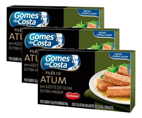 Kit 3 Filés De Atum Em Azeite De Oliva Gomes Da Costa 125g