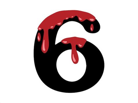 Premium Vector | Alphabet number 6 with blood illustration