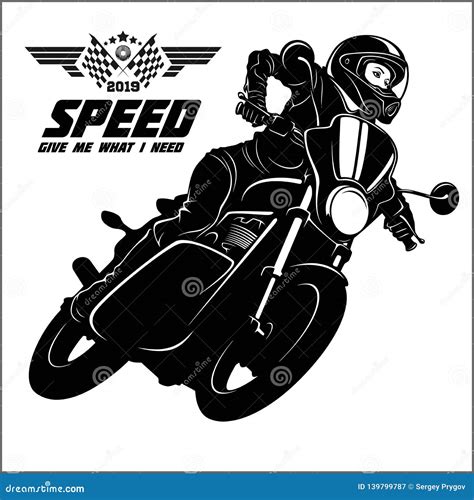 Sport Motorbike Silhouette And Vintage Wing Labels Vector Illustration