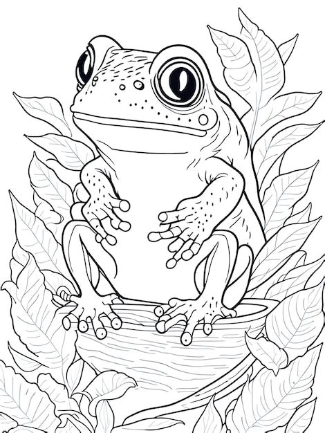 Coloriage De Pages D Animaux Grenouilles Photo Premium