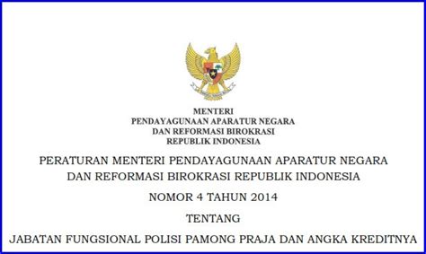 Jabatan Fungsional Polisi Pamong Praja Permenpan Rb Nomor Tahun