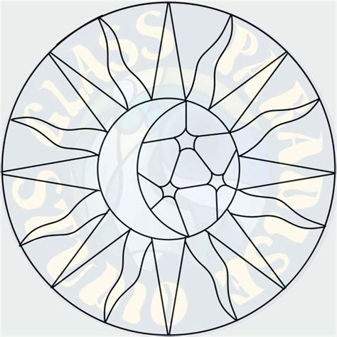 Sun Moon Stained Glass Pattern Pdf Digital File Easy Etsy