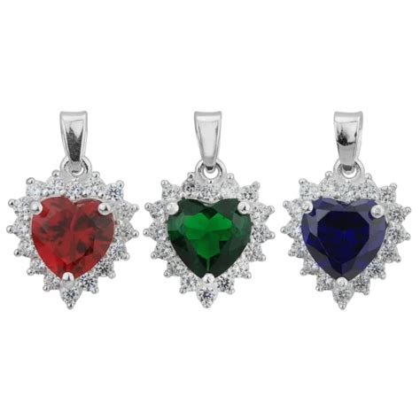 Sp Sterling Silver Colourful Heart Cz Pendant W J Sutton