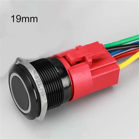 19mm Metal Latching Push Button Switch 12v With Led Light Self Locking Reset Green Self Locking