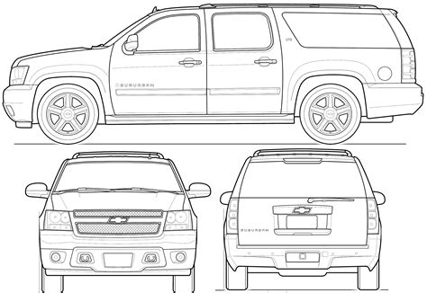 Chevrolet Suburban 2009 Blueprint - Download free blueprint for 3D modeling