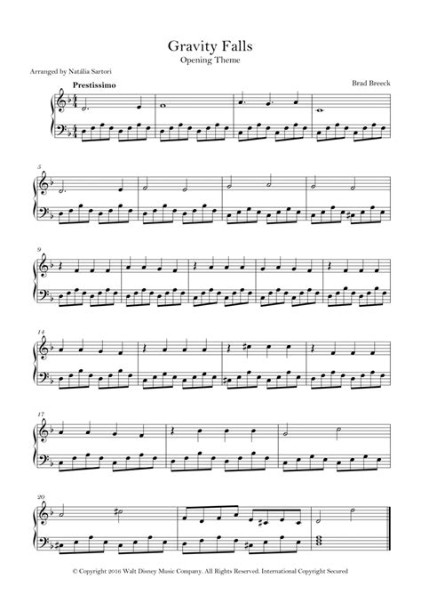 Gravity Falls Main Theme By Brad Breeck Digital Sheet Music For