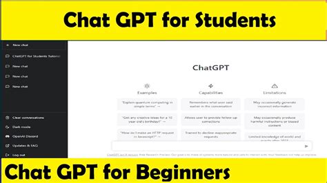 Chat Gpt For Students Chatgpt Tutorial For Beginners Youtube